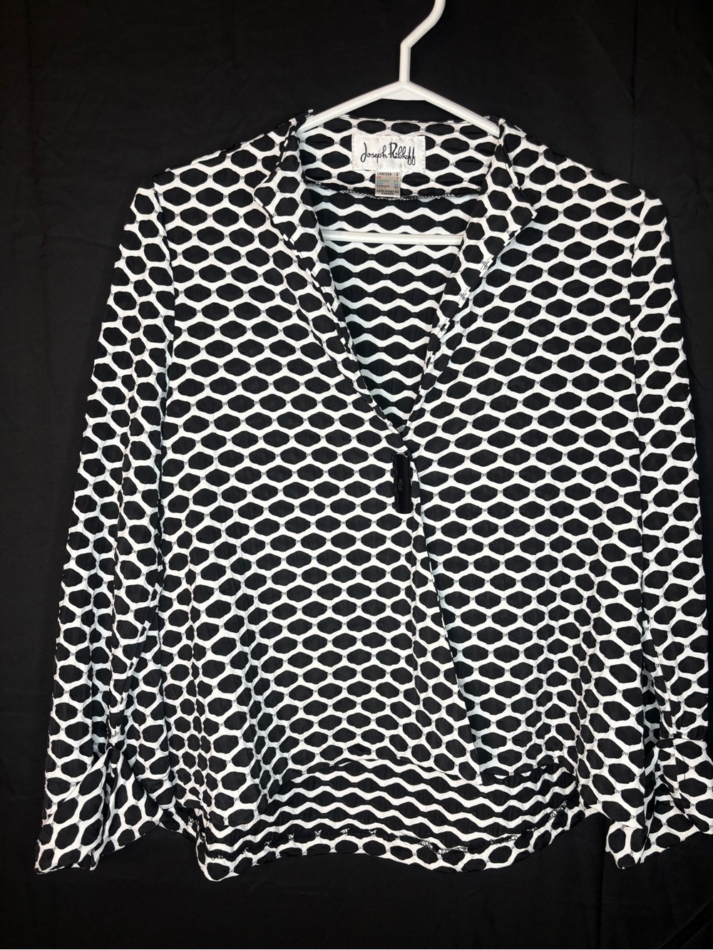 Joseph Ribkoff Geometric Monochrome Asymmetrical One-Button Jacket